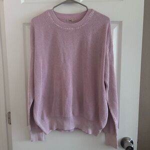 Faherty Women’s Sunwashed Relaxed Waffle Crewneck, Zephyr/Light Pink, Size Large